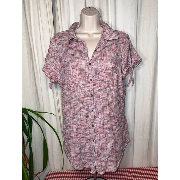 Button Up T-Shirt ~ Women’s 1x ~ Ruff Hewn ~ Toe Sleeve ~ EUC - Picture 1 of 4